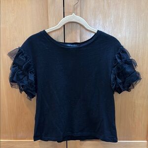 Lea & Viola Black Ruffle Sleeve Top